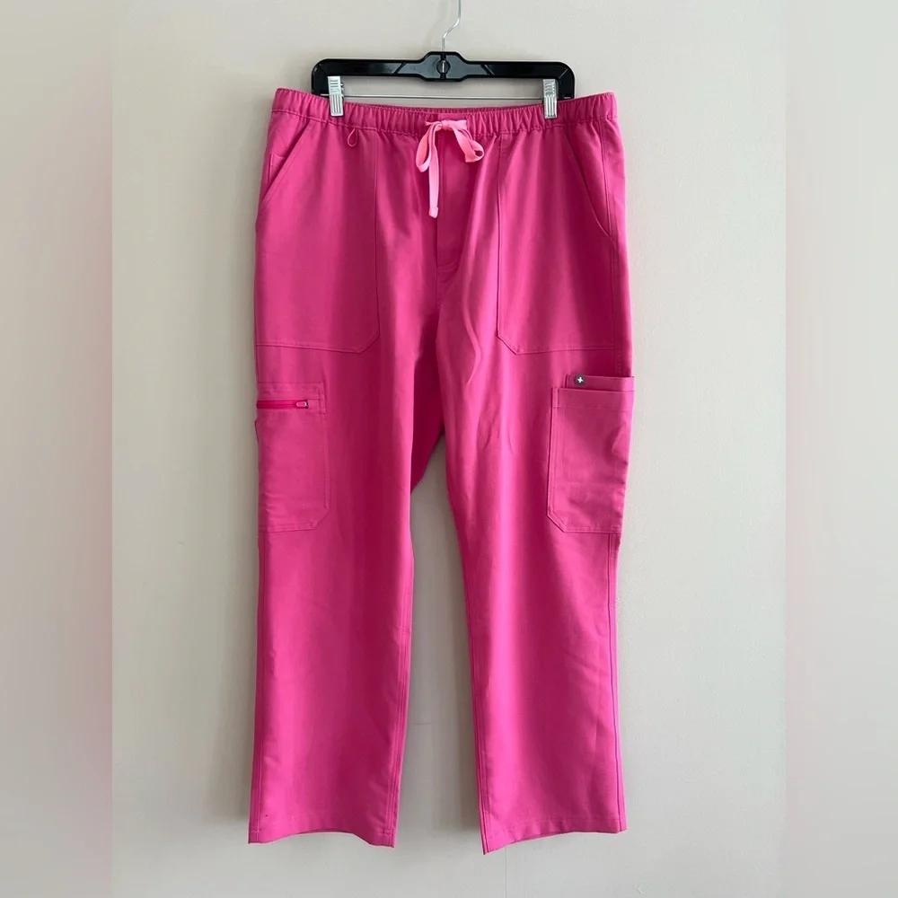 FIGS Men's Cairo Cargo Scrub Pants in Limited Edition F*ing Pink, size XL
